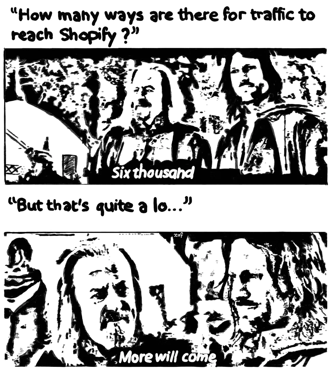 LOTR Meme: 'How many ways are there for traffic to reach Shopify?'